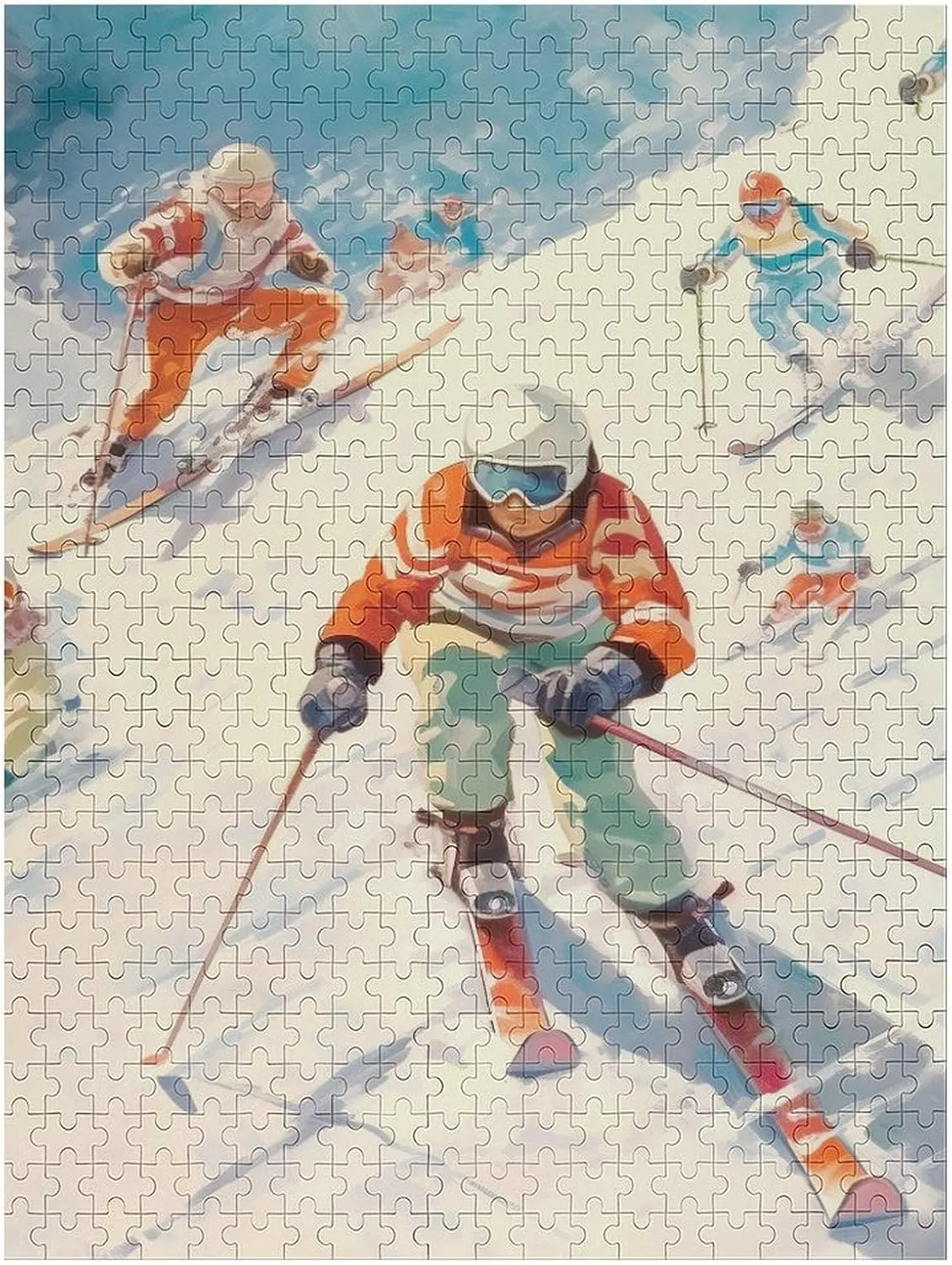 Jigsaw Puzzles Vintage Ski Wooden Puzzle Winter Snow Mountain Landscape Puzzles for Adults 500 Pieces, Impossible Hard Difficult Challenging Puzzles for Adults