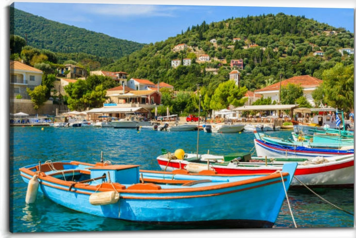 Jigsaw 500 Pieces for Adults - Greek Fishing Boats Port Ithaca Island Greece Wooden Puzzle Youth Children Home Decor Challenge Games Fun Family Game Toys Best Gifts