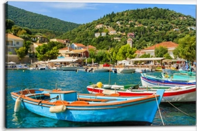 Jigsaw 500 Pieces for Adults - Greek Fishing Boats Port Ithaca Island Greece Wooden Puzzle Youth Children Home Decor Challenge Games Fun Family Game Toys Best Gifts