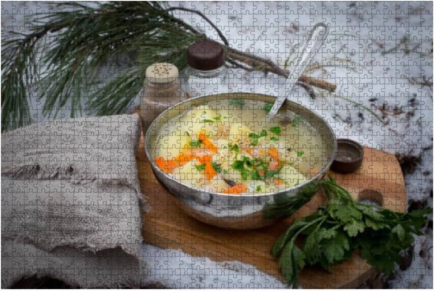 Jigsaw Puzzles 1000 Pieces for Adults Kids - Fresh fish soup spices cooked a fire Large Puzzles Pieces Fit Together Educational Intellectual Fun Game