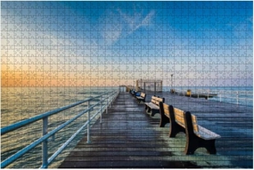 Jigsaw Puzzles 500 Pieces for Adults Kids - fishing pier at sunrise Ventnor City New Jersey Large Puzzles Pieces Fit Together Educational Intellectual Fun Game