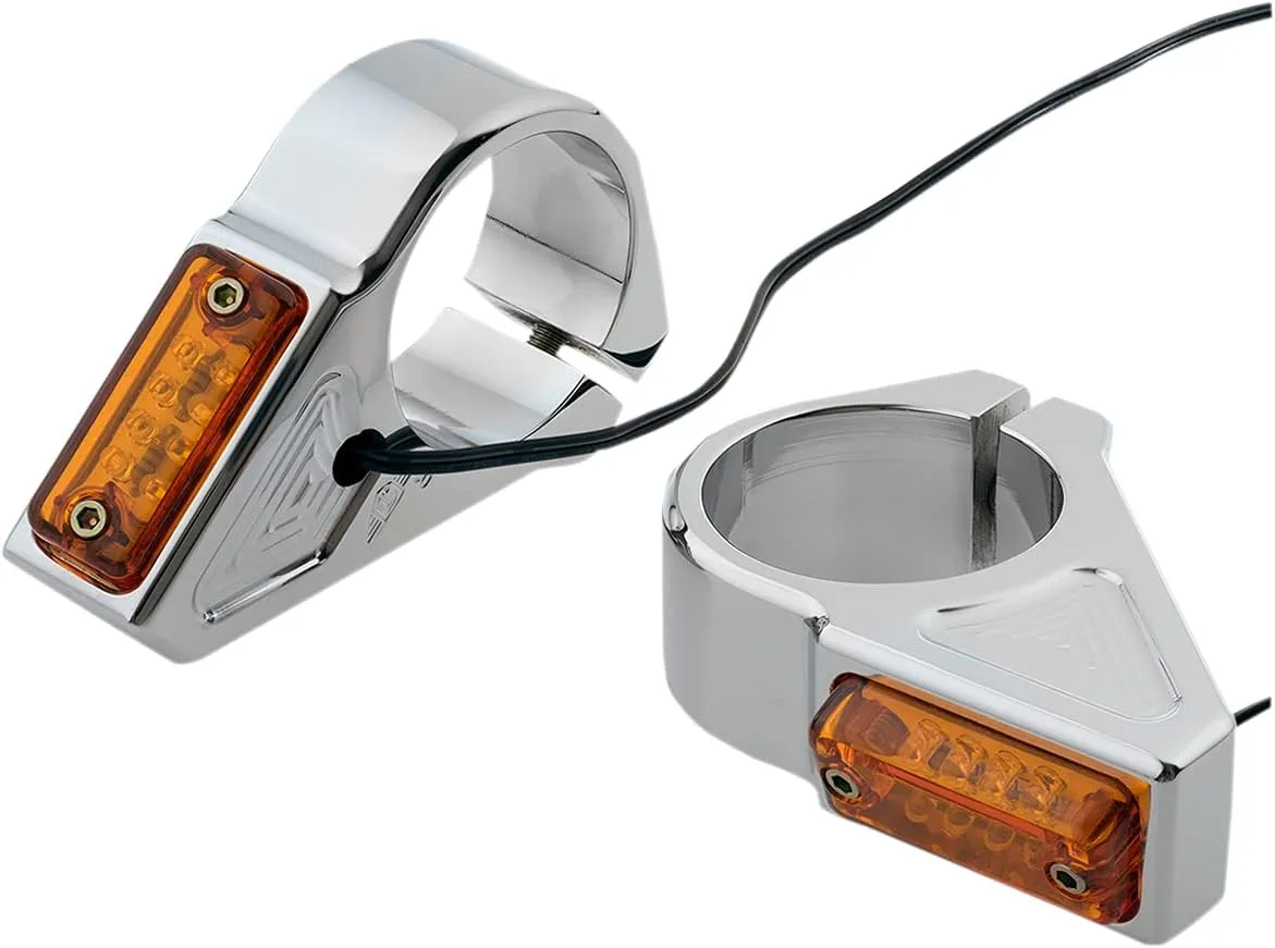 Joker Machine 05-300-3 Rectangle LED Fork Mount Turn Signals - 39mm - Chrome