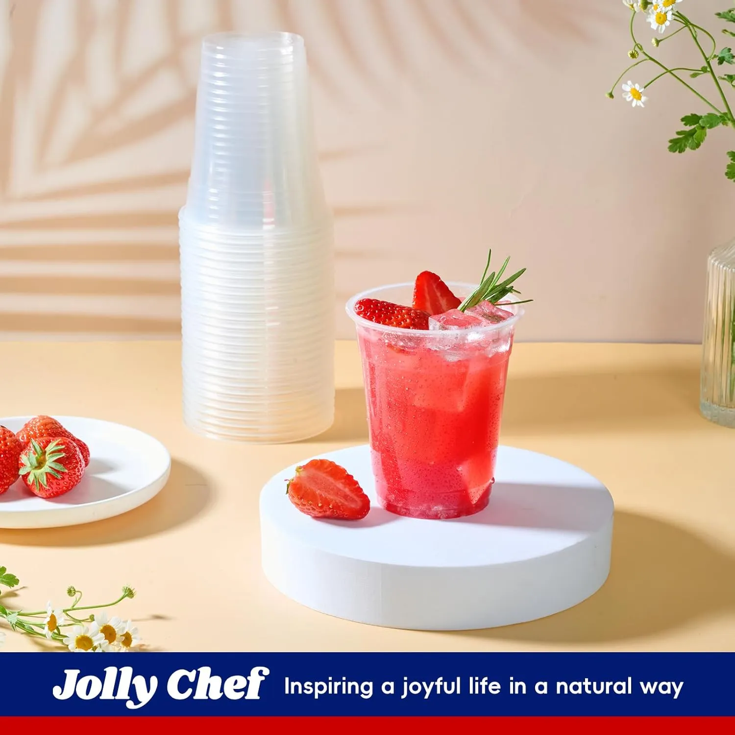 JOLLY CHEF 390 Pack 12 oz Clear Plastic Cups,Disposable Cups Drinking Cups for Ice Coffee,Milkshake, Cold Drinks