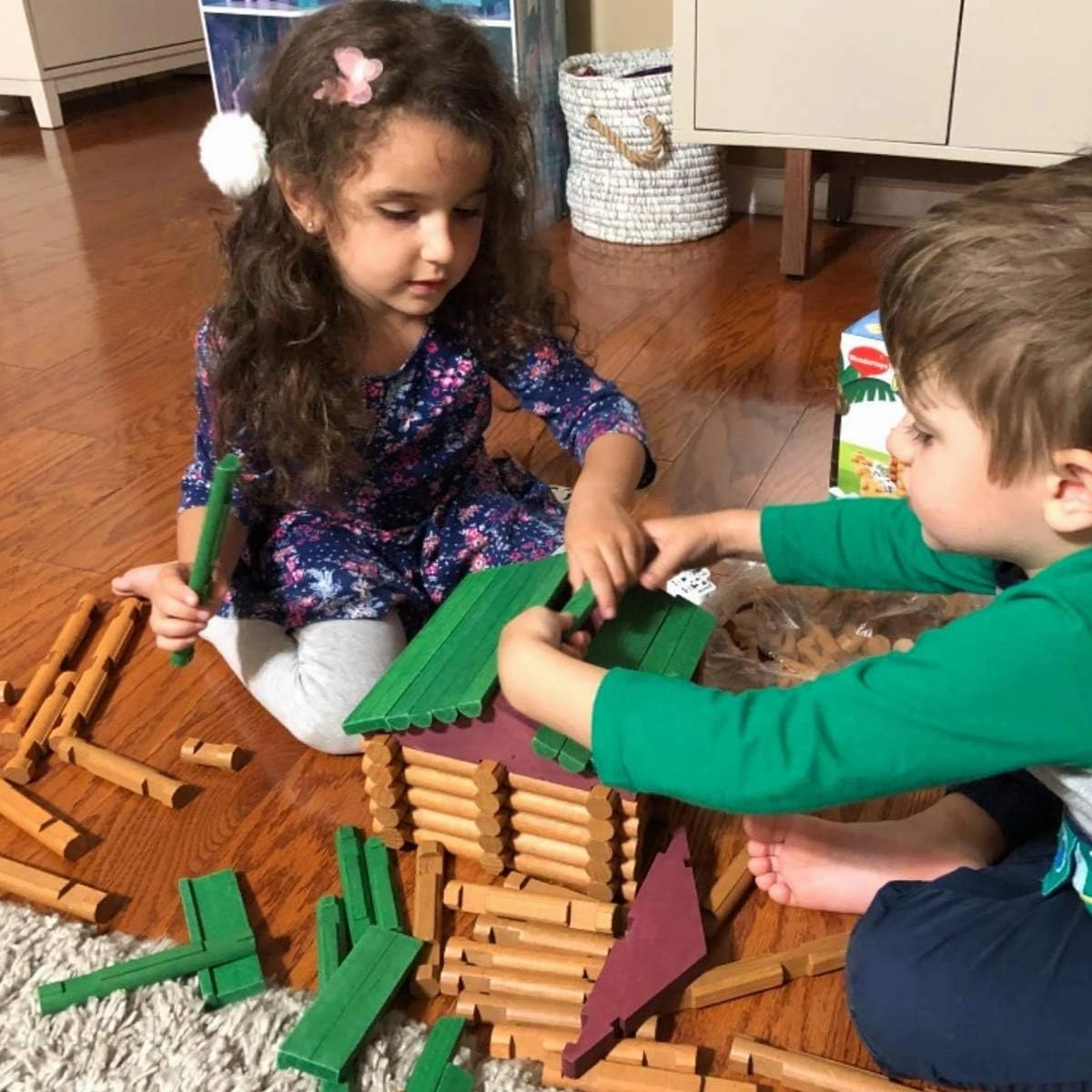 Joqutoys 170 PCS Classic Building Log Toys, Wood Logs Set Set for Boy, Creative Construction Educational Gift for Kids Ages 3 