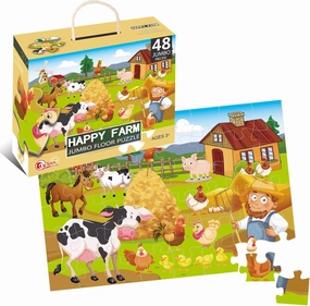 Jumbo Floor Puzzle for Kids Ages 3-5，48-Piece Happy Farm Jigsaw Puzzles，Preschool Learning Development Toys Large Floor Puzzle for Toddlers&Kids Ages 4-8 Years Old (2 x 3 Feet)