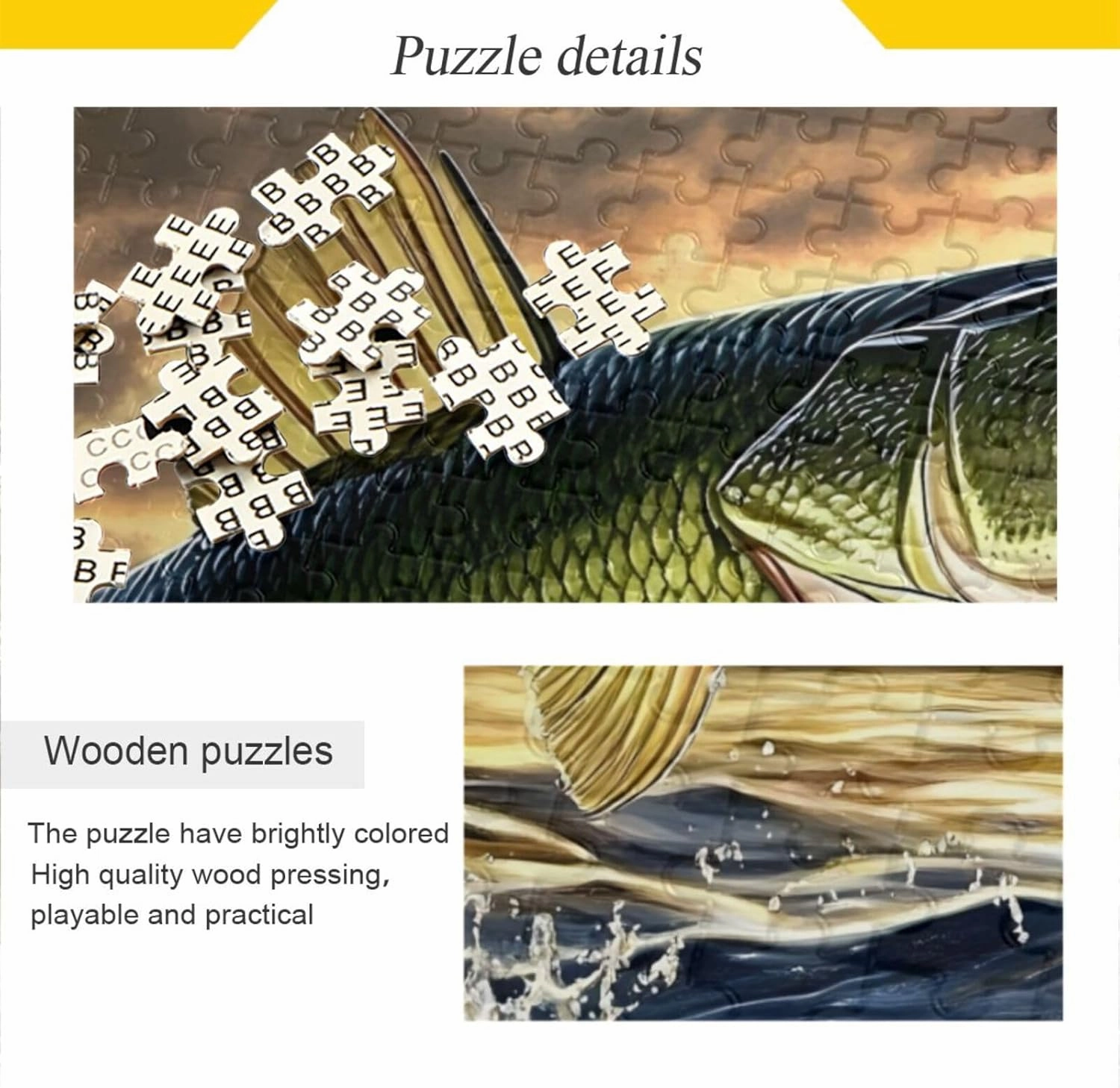Jump Trout Fish Jigsaw Puzzle 1000 Piece, Educational Intellectual Decompression Puzzle Game Jigsaw Puzzle for Adult Active Thinking Party Entertainment, Family Games