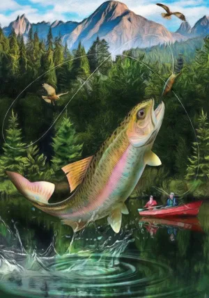 junyou 500 Piece Puzzles for Adults Fishing Lakeside Scenery Fish Bait Educational Game Toys, Family Decoration Puzzle