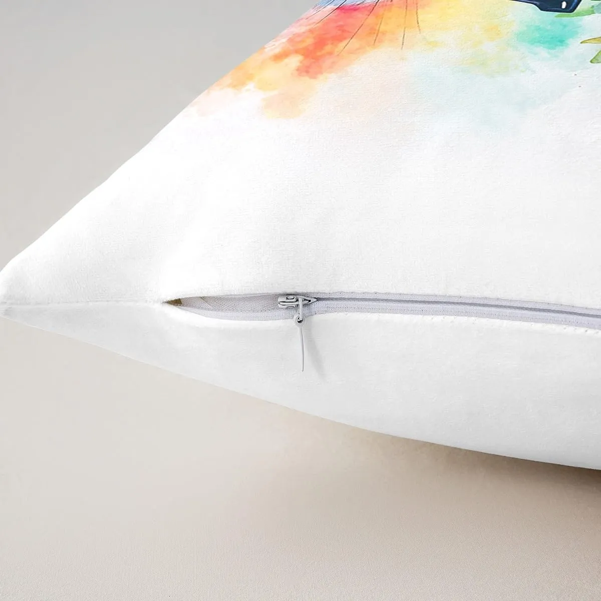 Kawaii Rabbit Pillow Covers 16"x16",Watercolor Farmhouse Rabbit Cushion Covers for Couch Sofa, Wild Aniamls Themed Outdoor Pillow Covers,Rustic Flowers Leaves Reversible Throw Pillow Covers