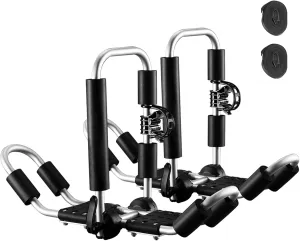 Kayak Roof Carrier Rack, Strong Aluminum Anti-Rust Universal Canoe, SUP, Ski, Surfboard, Kayak Rooftop Mount Carrier, Lightweight Kayak Holder, J-Style Folding Kayak Rack for Car, SUV, Truck