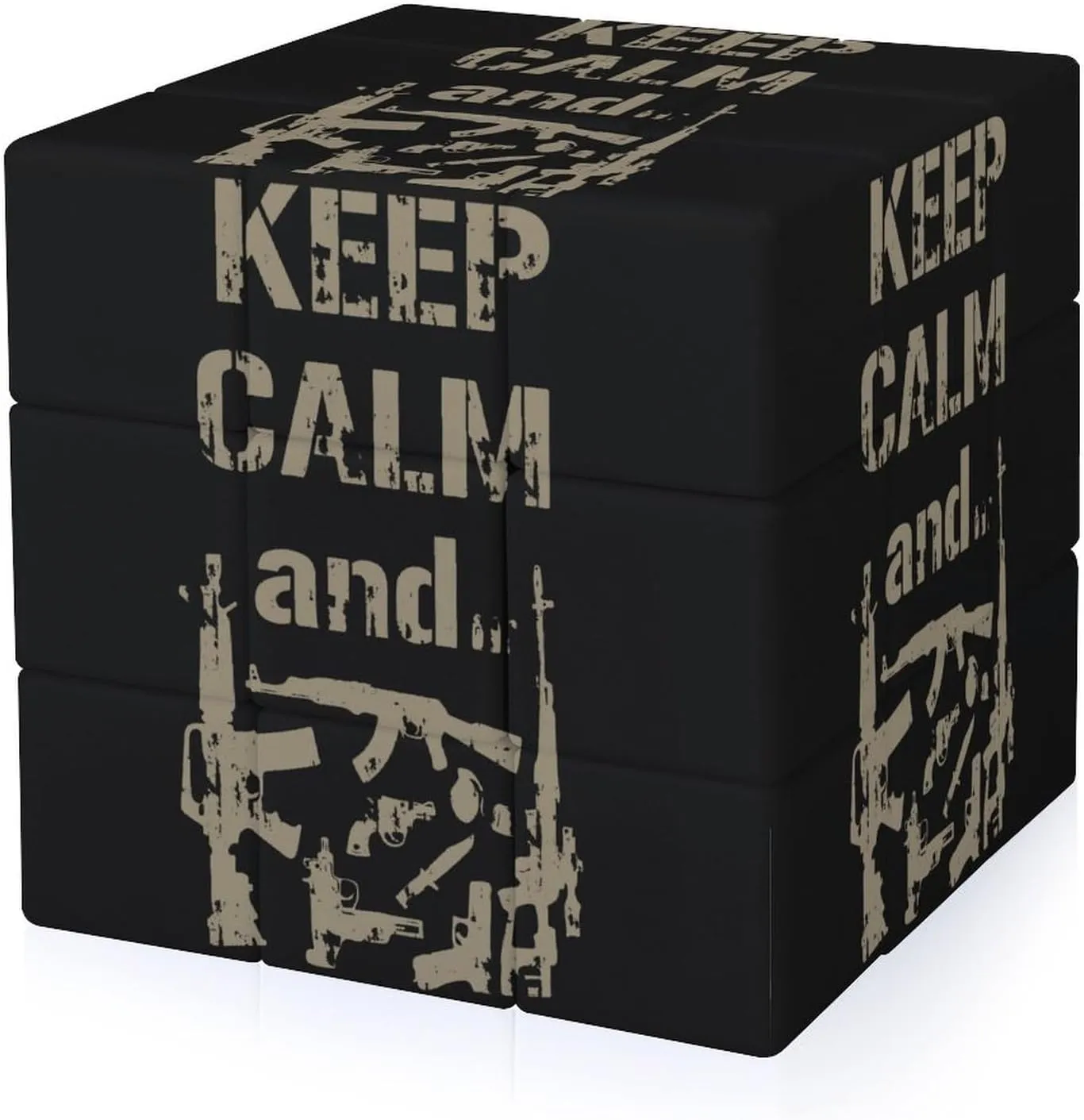 Keep Calm and Take Guns Adults 3x3x3 Color-Matching Smooth Fully Printed Cube Gift