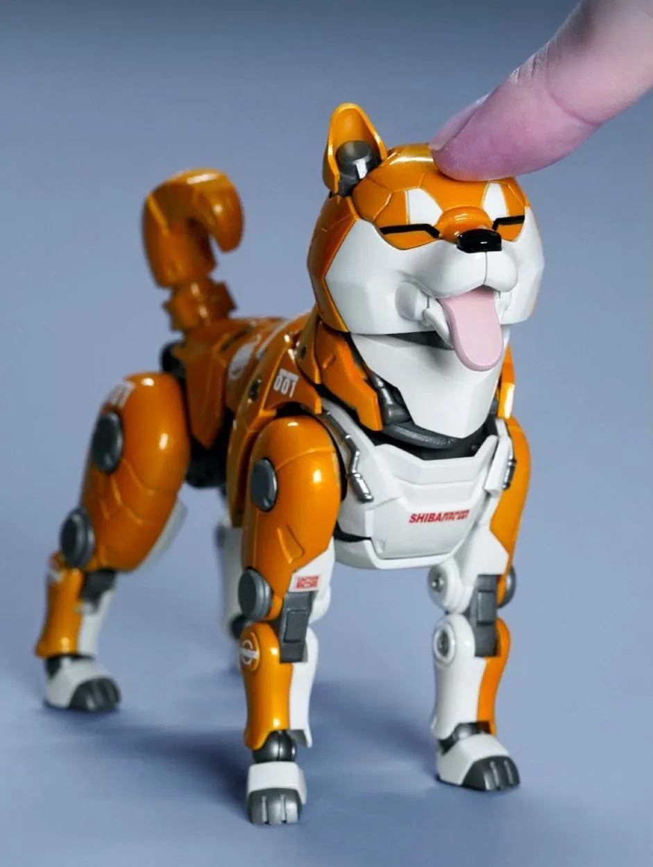 KIDKING Cute pet Dog Shiba Inu Mecha Finished Model for Action Figure(Yellow)