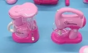 Kids Play Kitchen Sets with Toy Coffee Maker and Blender, Toddles Pretend Playset Kitchen Appliances Kit for Dollhouse Furniture, Pink Toy Kitchen Accessories Sets for Girl Birthday