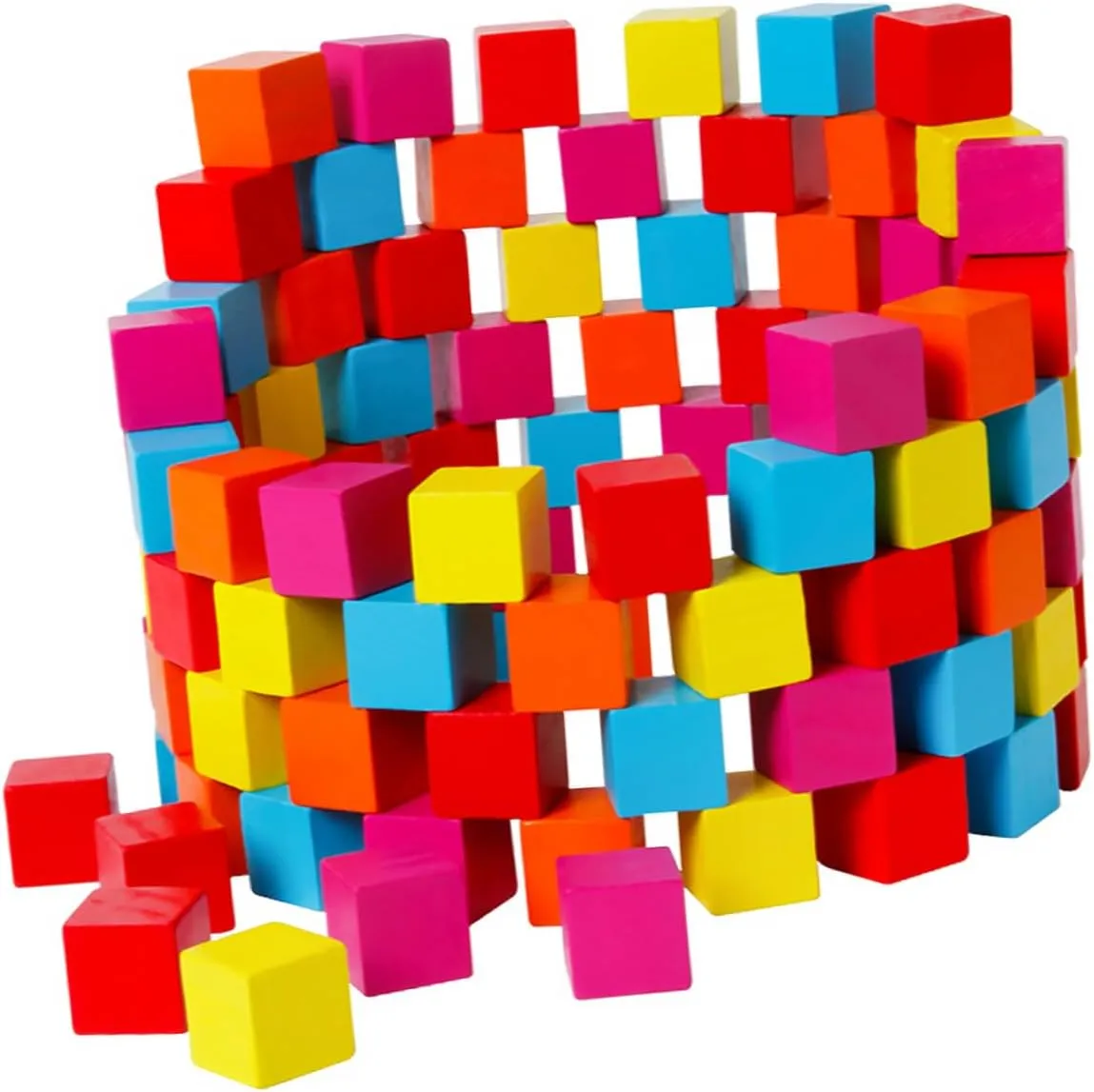 Kisangel 100PCS Colorful Cube Building Blocks for Early Education Teaching Aid and Safe Educational for Home and School Play