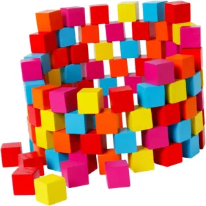Kisangel 100PCS Colorful Cube Building Blocks for Early Education Teaching Aid and Safe Educational for Home and School Play