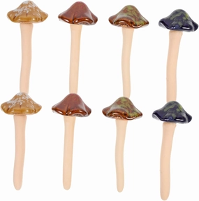Kisangel Ceramic Mushroom Statue Set 8pcs Decorative Mushroom Plant Stake for Garden Flowerpot Bonsai Decor