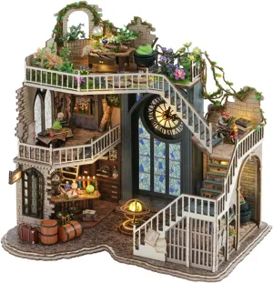 Kisoy Dollhouse Miniature Kit, DIY Wooden Mini House Building Kits, 1: 24 Scale Miniature Dollhouse Furniture and Accessories for Teens & Adults (William' s Magic House)