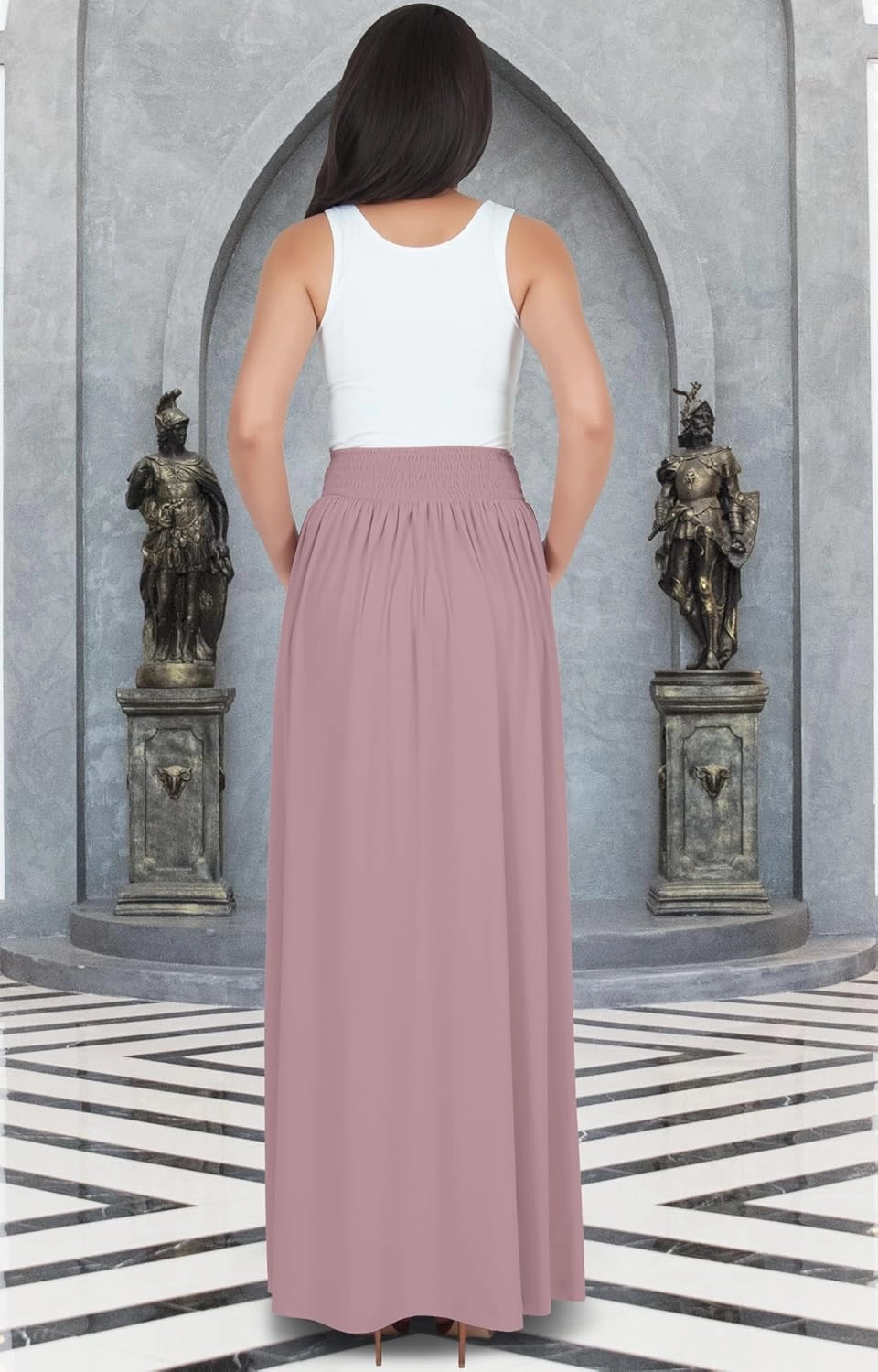 KOH KOH Womens Long Flowy Cute Modest High Waist Floor Length Pockets Maxi Skirt