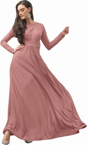KOH KOH Womens Long Sleeve Flowy Empire Waist Fall Winter Party Gown