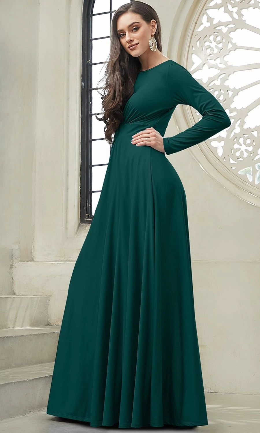 KOH KOH Womens Long Sleeve Flowy Empire Waist Fall Winter Party Gown