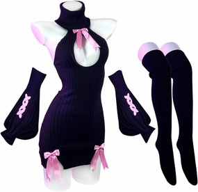 KORURACLUB Bow Sweater Costume（3-PIECE SET） premium sweater cosplay lingerie Bow Sweater succubus lingerie