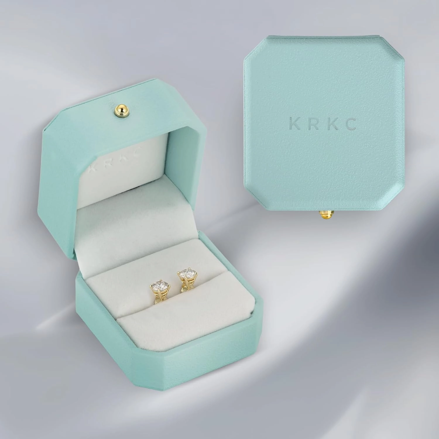 KRKC 0.6-3ct Moissanite Stud Earrings, D Color VVS1 Clarity, Lab Created Diamond Stud Earring for Women, 14K White Gold S925 Sterling Silver Earrings Friction Back for Women Men, Hypoallergenic