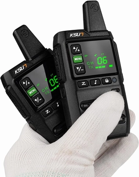 KSUN Long Range Walkie Talkies for Adults 22 FRS Channels LCD Screen,Flashlight Rechargeable Battery Portable for Cruise Camping Hiking GZ20 (2 Pack)