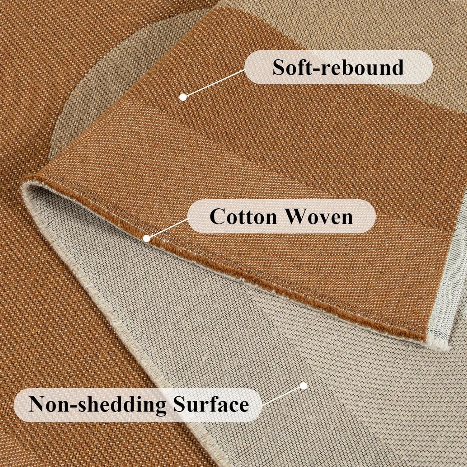 Lahome Boho Rainbow Woven Washable Rugs 5x7, Ultra-Thin Living Room Rugs Bedroom, Modern Cotton Reversible Carpet for Playroom Nursery Dining Room (5'x 7', Khaki)