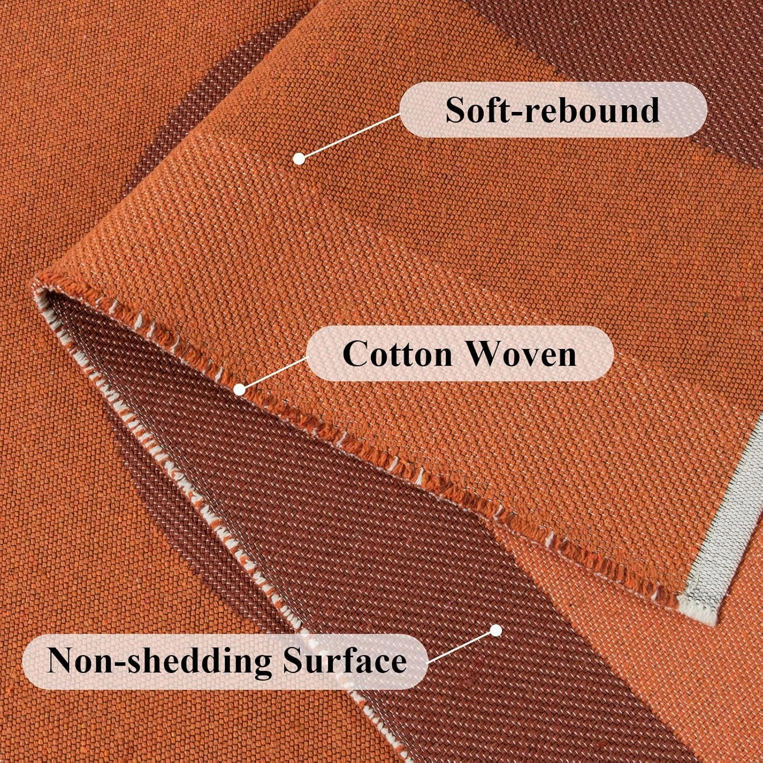 Lahome Washable Boho Rugs for Living Room, Ultra-Thin Orange Woven Nursery Rugs for Bedroom, Modern Cotton Reversible Carpet for Playroom Nursery Dining Room (5'x7', Orange)