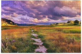 Landscape Grassland Cloud Jigsaw Puzzle 500 Piece, Educational Intellectual Decompression Puzzle Game Jigsaw Puzzle for Adult Active Thinking Party Entertainment, Family Games
