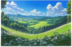 Landscape Grassland Florals Jigsaw Puzzle 1000 Piece, Educational Intellectual Decompression Puzzle Game Jigsaw Puzzle for Adult Active Thinking Party Entertainment, Family Games