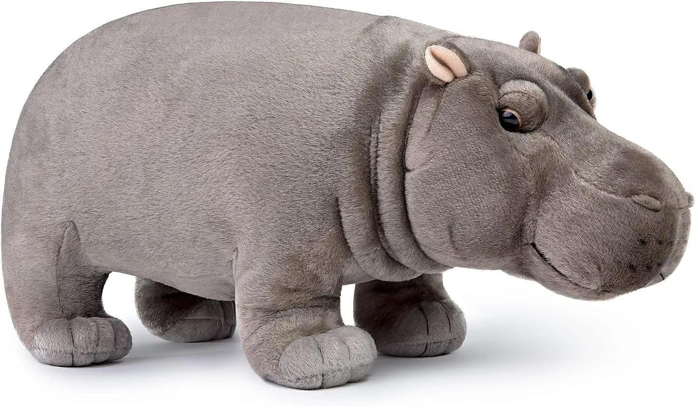 Large Hippo Plush Toy - Realistic Standing 20inch Hippopotamus Stuffed Animal, Soft Wild Animals Hippo Weigted Toys, Unique Plushie Toys Model Dolls Collection for Kids