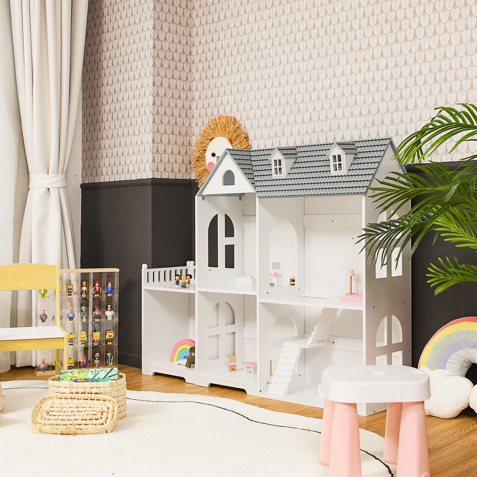 Large Montessori 2-Tier Dollhouse | Role Play | White