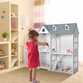 Large Montessori 2-Tier Dollhouse | Role Play | White