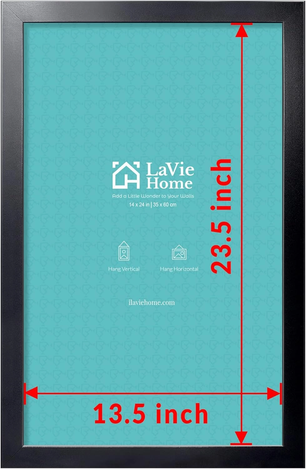 LaVie Home 14 x 24 Picture Frame, 24x14 Poster Frame with High Definition Plexiglass, Horizontal or Vertical Wall Gallery Poster Frames Suitable for Photos, Artworks, Posters,Puzzle, Black 1pc