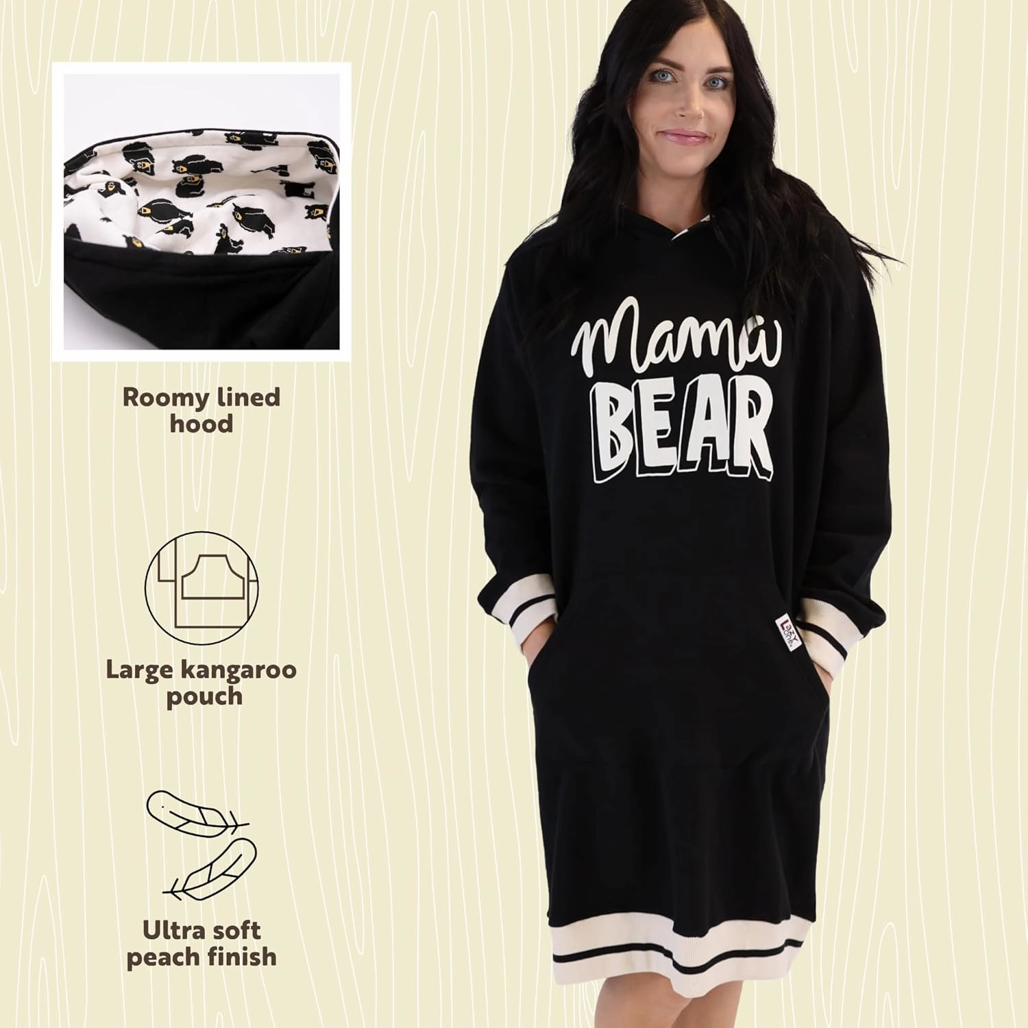 Lazy One Oversized Hoodie Sweatshirt, Comfortable Sleepwear, Sweater Dress for Women