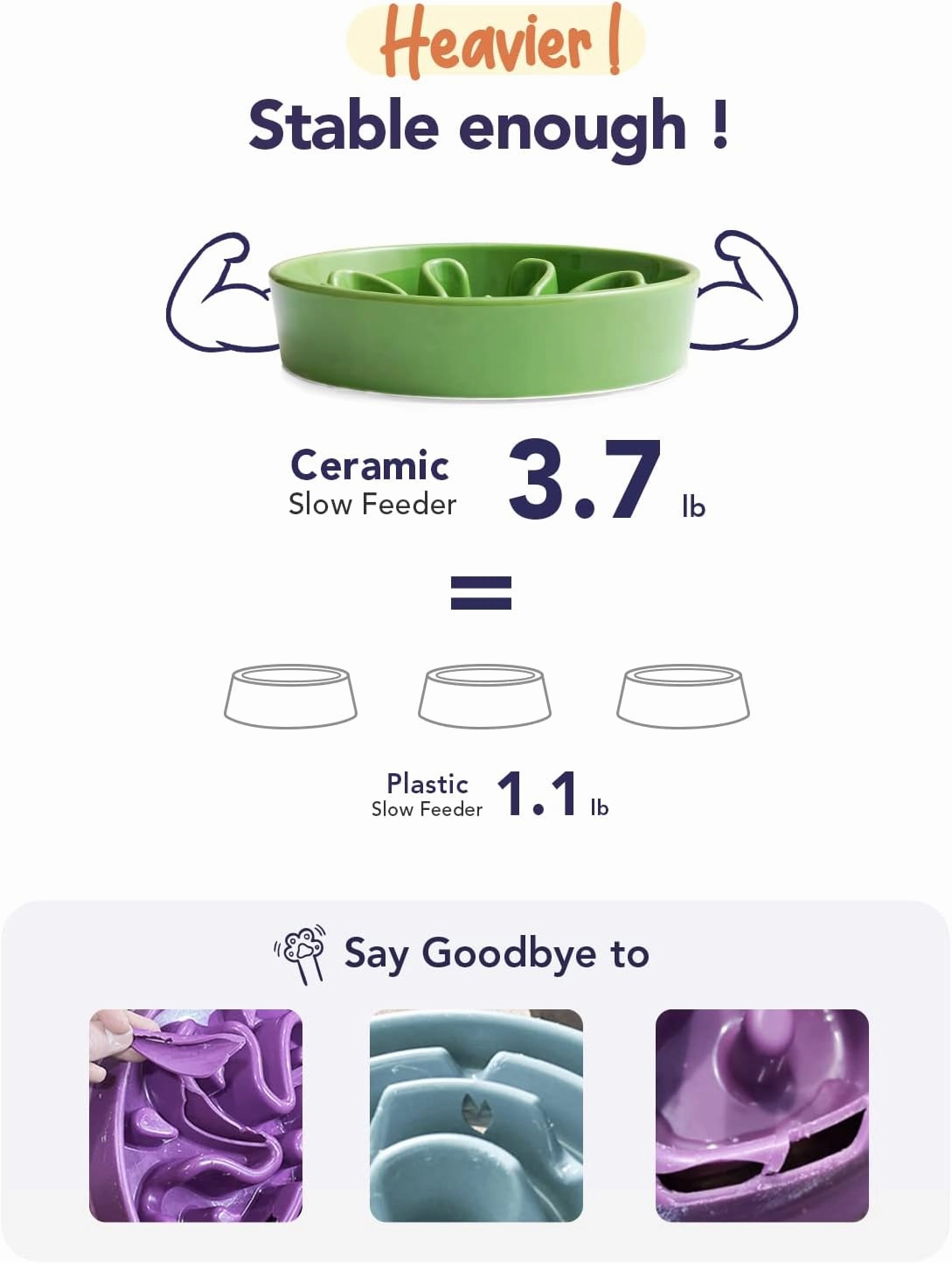 LE TAUCI Slow Feeder Dog Bowls Ceramic, 3 Cups Slow Feeding Dog Bowl Medium Large Breed, Maze Dog Bowl for Fast Eaters, Dog Dishes to Slow Down Eating, Puzzle Dog Food Bowl, Clover Green