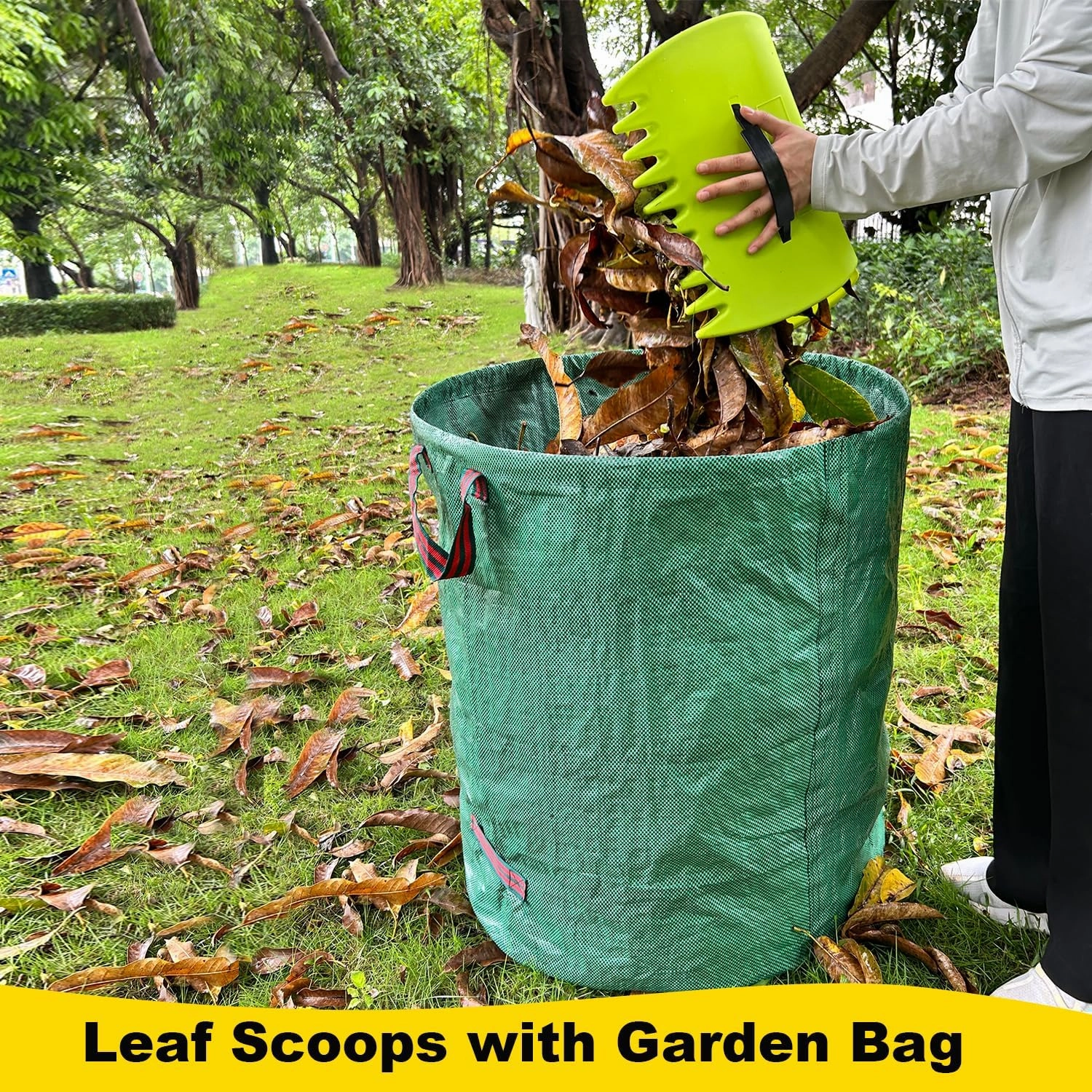 Leaf Scoops Hand Rakes, Leaf Scoops and Claws with Garden Bag and Gloves, Lightweight Plastic Leaf Scoop, Large Leaf Grabbers for Picking Up Leaves, Clippings, Grass(Scoops   Garden Bag)