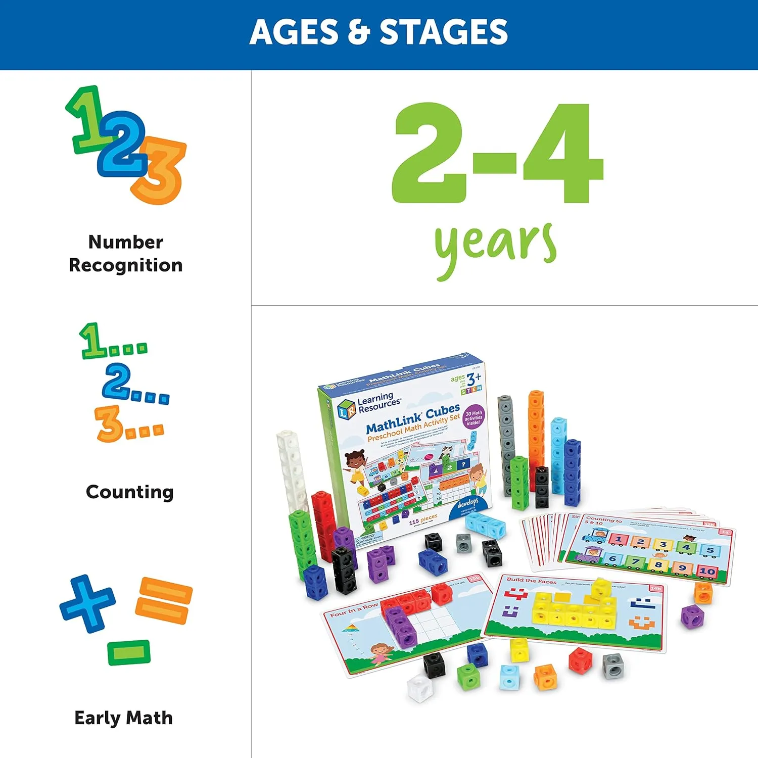 Learning Resources MathLink Cubes Preschool Math Activity Set