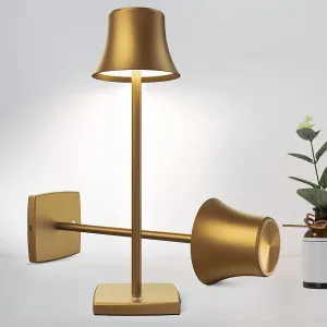 LED Desk Lamp Cordless Table Light, Rechargeable Battery Powered 3 Levels Brightness Dimmable for Outdoor Portable Restaurant Dining Patio Study Reading Desk Lamps Set of 2 Bronze