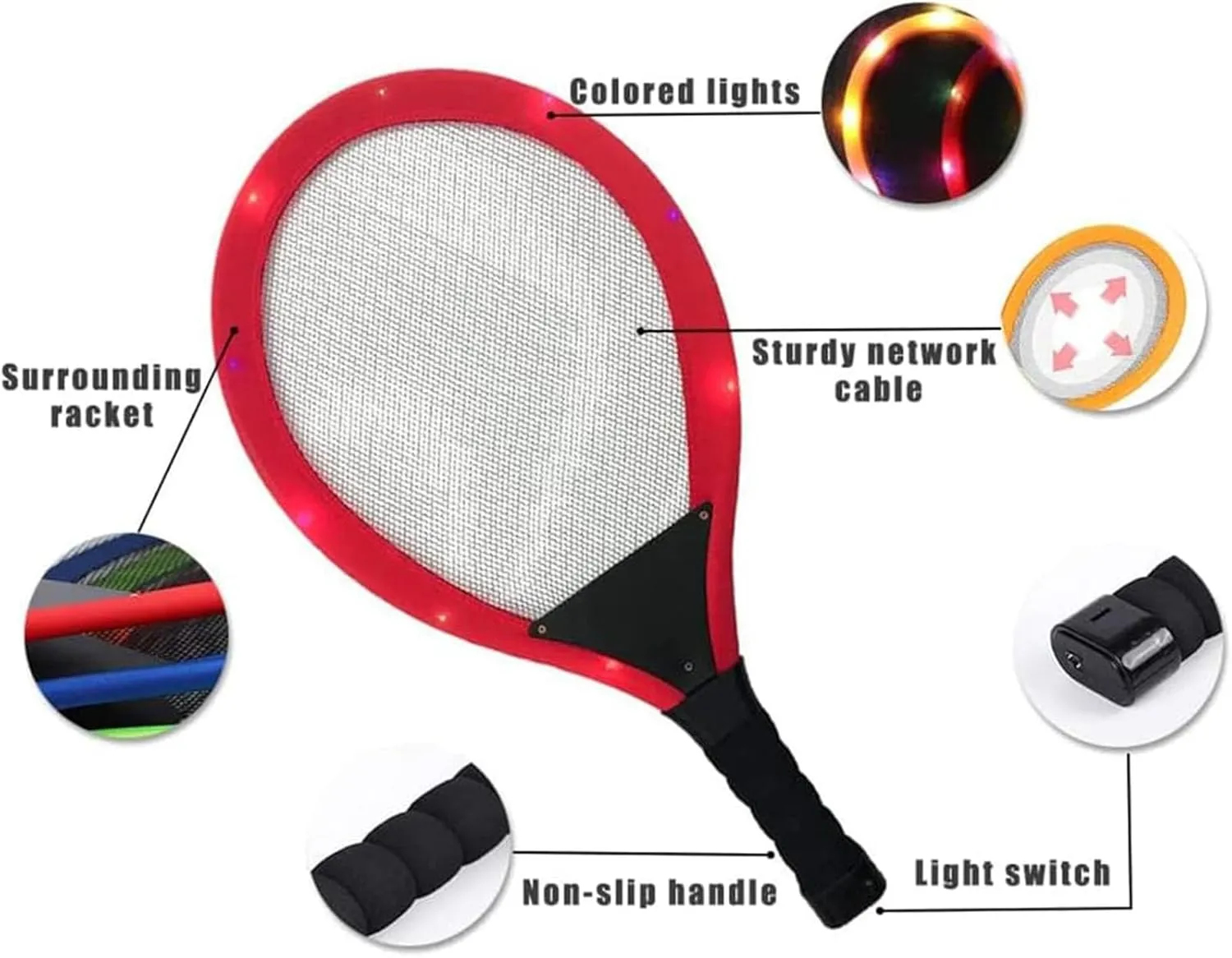 Led Light-Up Badminton Racket Set, Oversized Goose Feather Shuttlecocks for Adolescent Adults Outdoor & Indoor Sports Activities Sport,Glow in The Dark to Illuminate Badminton