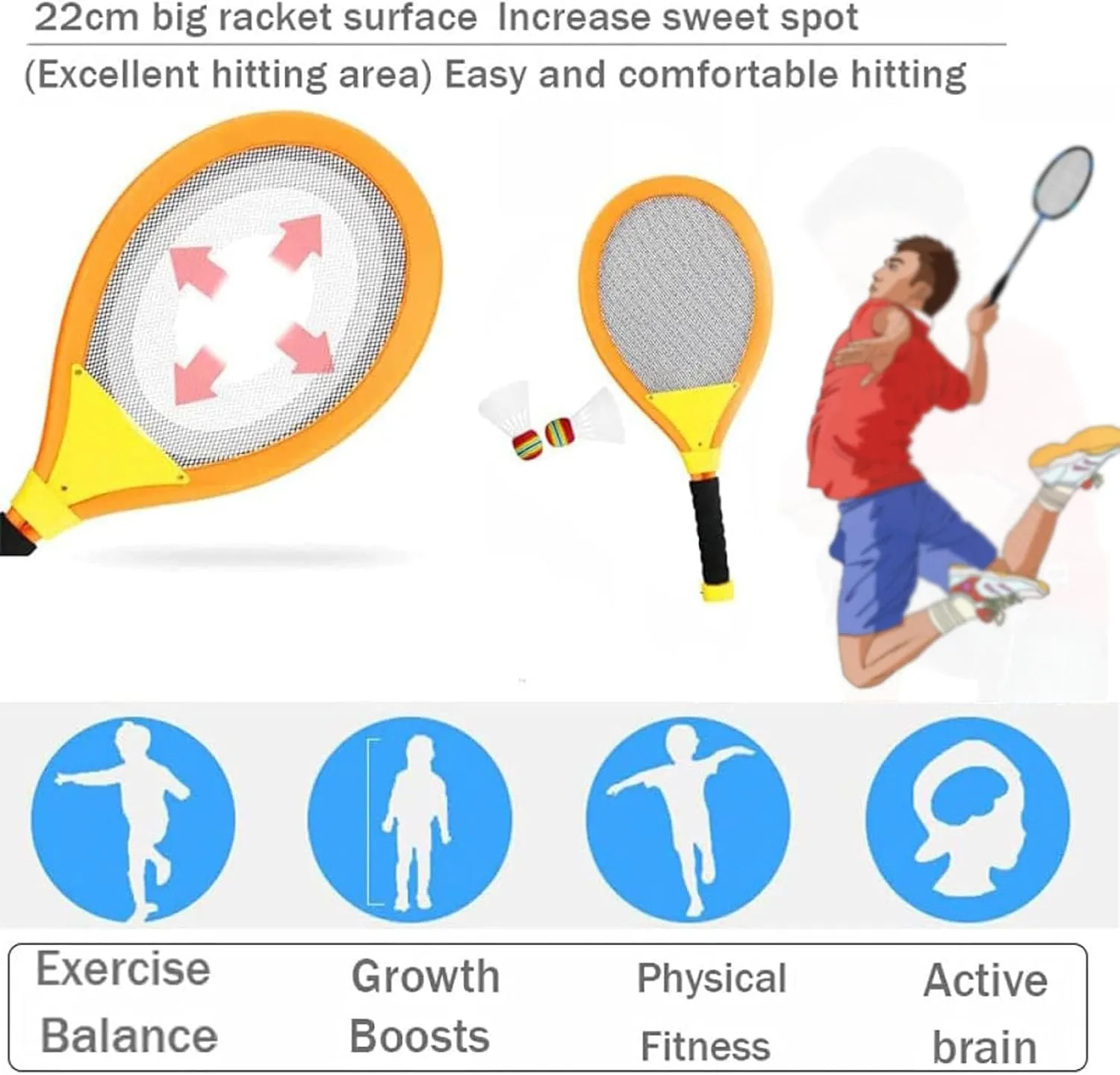 Led Light-Up Badminton Racket Set, Oversized Goose Feather Shuttlecocks for Adolescent Adults Outdoor & Indoor Sports Activities Sport,Glow in The Dark to Illuminate Badminton