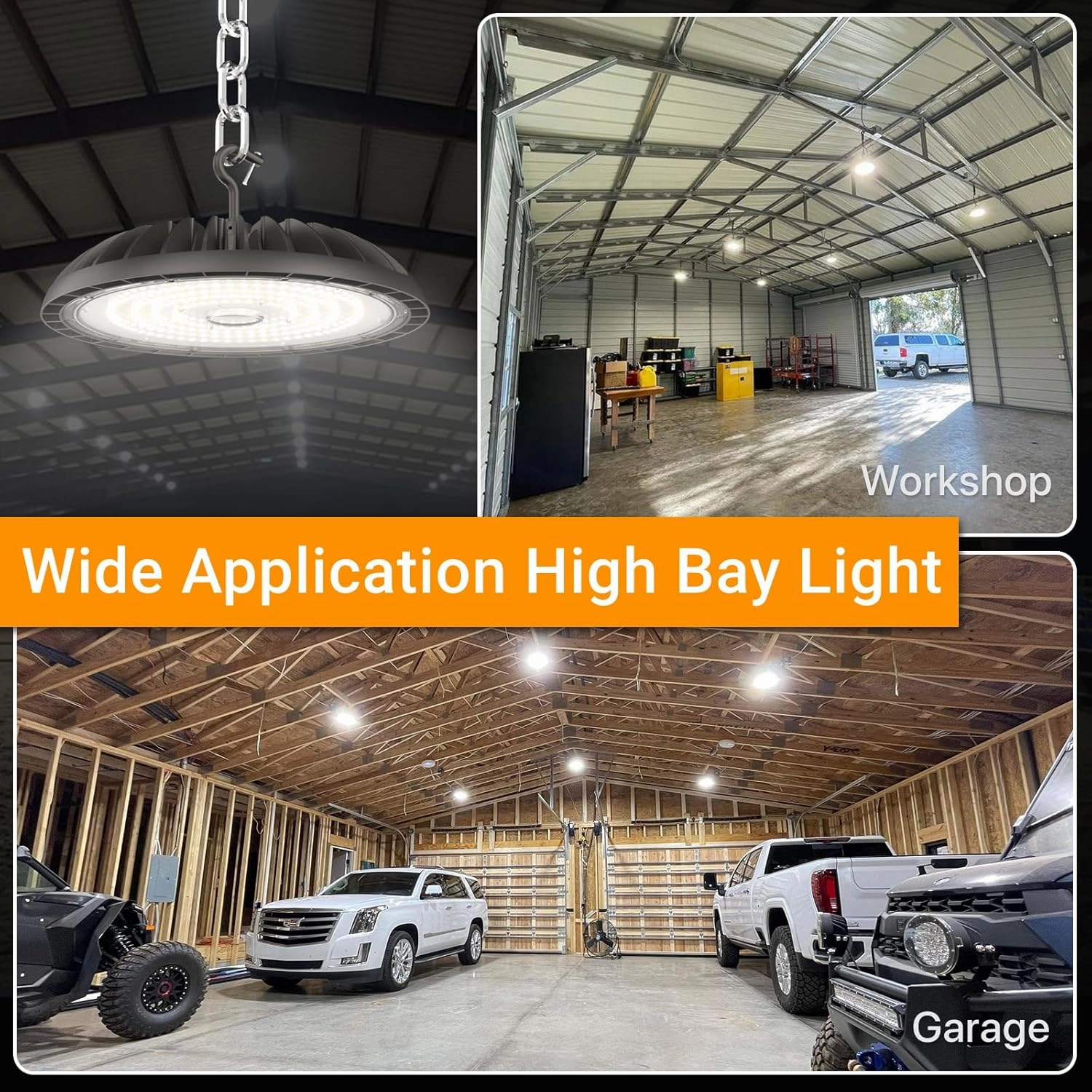 Led High Bay Light 150W, 5000K Bright High Bay Led Lights 22500LM, Durable UFO Bay Lighting (150LM/W) for Workshop, Garage, Barn