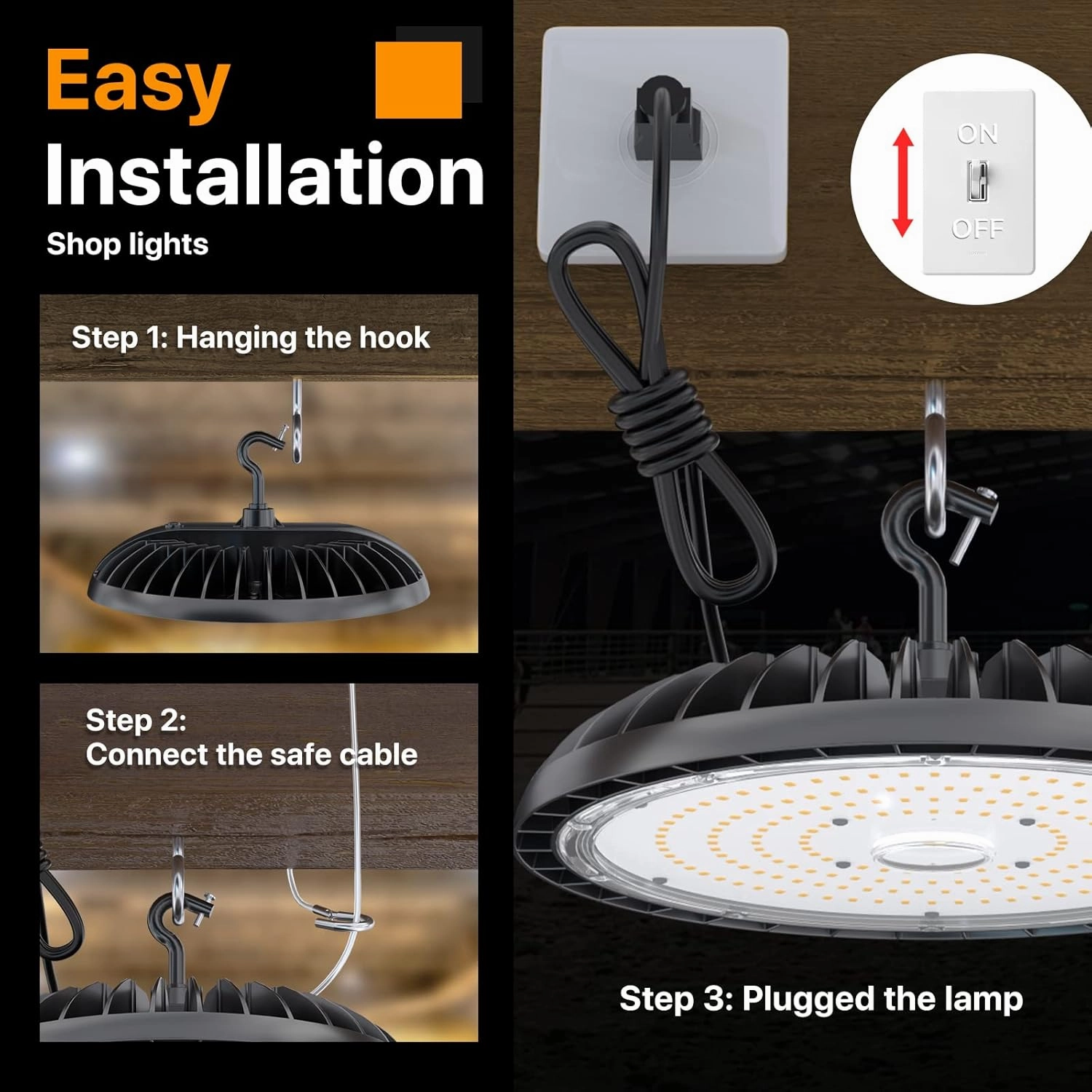 Led High Bay Light 150W, 5000K Bright High Bay Led Lights 22500LM, Durable UFO Bay Lighting (150LM/W) for Workshop, Garage, Barn