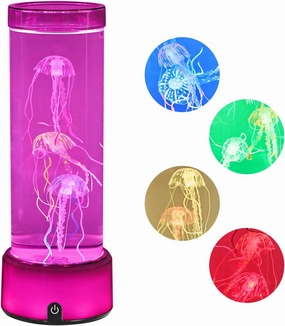 LED Large-Sized Dreamy Jellyfish lamp, Luminous Base with Bright RGB Color Changing Effect, Home and Office Decorative Atmosphere lamp, Children's Gift (Square Bottom)