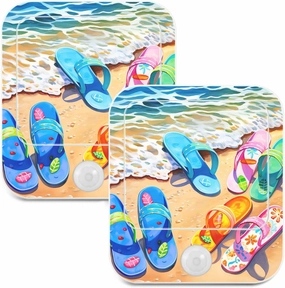 LED Night Light Seaside Slippers Plug Into Wall Dimmable Nightlights 2 Pack with Auto Dusk to Dawn Sensor Lamp for Hallway Bedroom Bathroom Stairs Decorative
