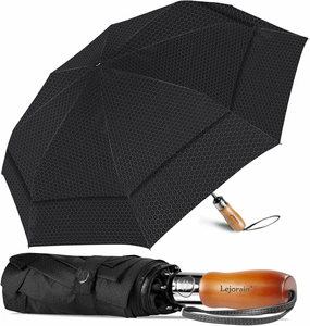 Lejorain Large Compact Golf Umbrella - Oversized Auto Open Close Folding Golf Umbrella Travel 210T Dupont Teflon Coated Vented Windproof Double Canopy for Women Men