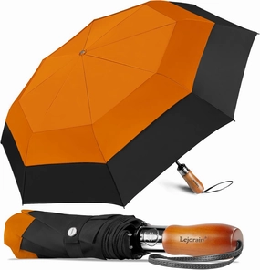 Lejorain Large Compact Golf Umbrella - Oversized Auto Open Close Folding Golf Umbrella Travel 210T Dupont Teflon Coated Vented Windproof Double Canopy for Women Men
