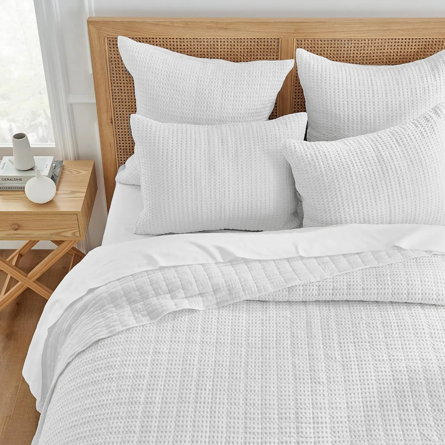 Levtex Home - Mills Waffle - King/Cal King Quilt Set - Bright White Cotton Waffle - Quilt Size (106 x 92in.), Sham Size (36 x 20in.)