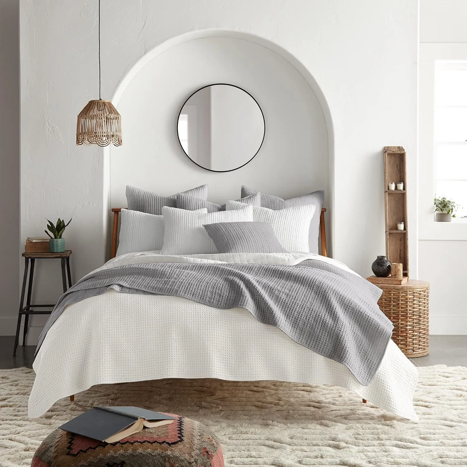 Levtex Home - Mills Waffle - King/Cal King Quilt Set - Bright White Cotton Waffle - Quilt Size (106 x 92in.), Sham Size (36 x 20in.)