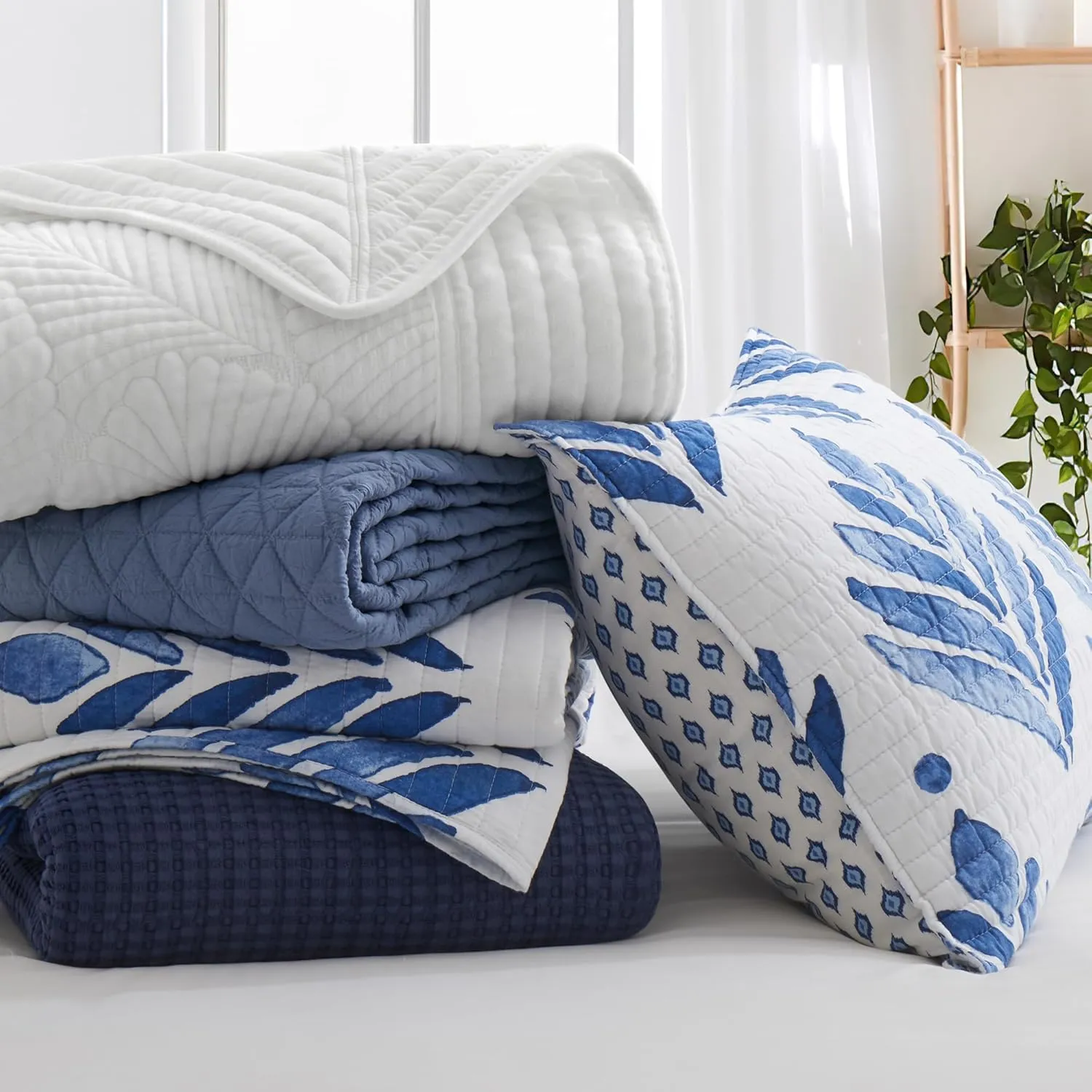Levtex Home - Mills Waffle - King/Cal King Quilt Set - Bright White Cotton Waffle - Quilt Size (106 x 92in.), Sham Size (36 x 20in.)